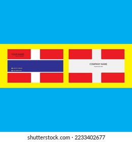 Business Card Design template color used Blue,Red.