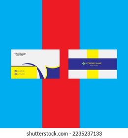 Business Card Design template color used Blue,Yellow.