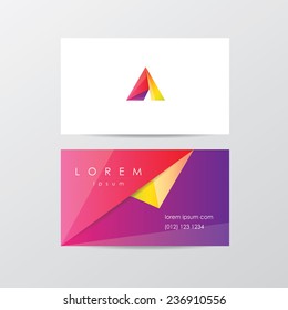 business card design template card with colorful abstract pattern and letter a logo sign