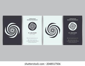 Business Card Design Template with Geometric Swirl Background. Vector illustration. 