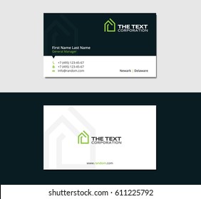 business card design template with green mansion