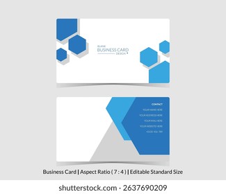business card design template with hexagonal artwork