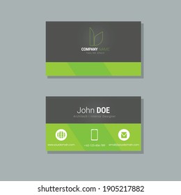 Business card design template modern green black for personal identity and company