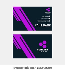 Business card design template purple business card minimalist elegan busines card black purple design business card