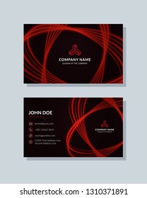 Business card design template red and black background. Flat design