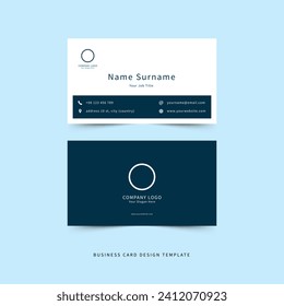 business card design template -  simple blue whale colored double sided vector - standard US size ratio - editable eps file 