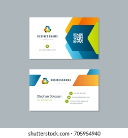 Business card design trendy colorful template modern corporate branding style vector Illustration. Two sides with abstract logo on clean background.