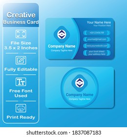 Business card design using resolution blue and pacific blue colors