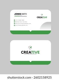 Business card design vector clean style modern business card template in green