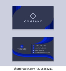 Business Card Design Vector Graphic, in a modern blue, and gray color scheme. Good for use for business marketing.