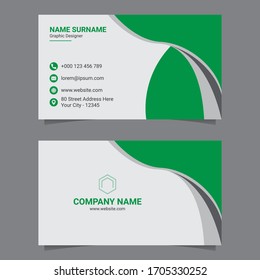 Business Card Design, Vector Green And White.