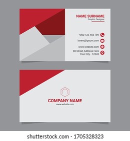 Business Card Design, Vector Red And White.