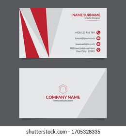 Business Card Design, Vector Red And White.