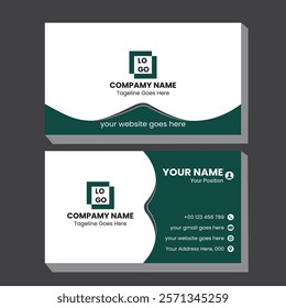 Business Card Design White and Green color template