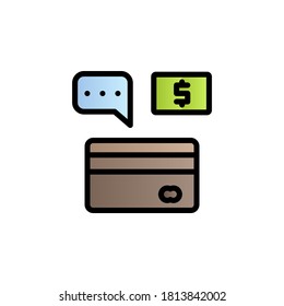 Icono de vector de gradiente de color de dólar, tarjeta, comercial