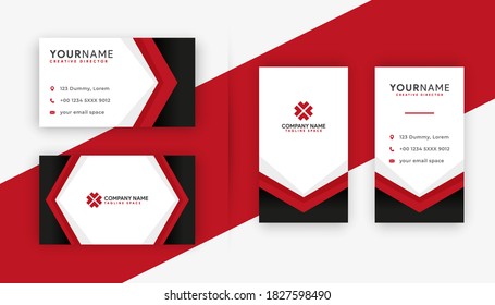 Business card . double sided business card design using red color combination. vertical and horizontal business card template . vector illustration