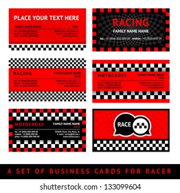 Business card driver race - fifth set. Vector illustration eps10