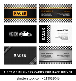 Business card driver race - first set. Vector 10eps