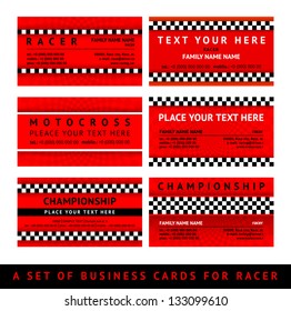 Business card driver race - fourth set. Vector illustration eps10