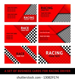 Business card driver race - second set, vector illustration 10eps