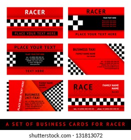 Business card driver race - third set, vector illustration 10eps