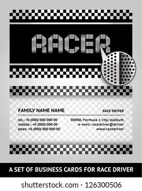 Business card driver race, vector illustration template 10eps