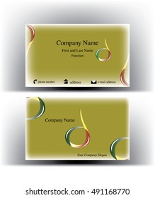 Business card with drop shaped logo together with an abstract olive form