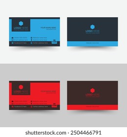 Business card, dual sided, visiting, corporate business card, print ready, unique, modern, latest visiting card, double sided smart business card design, red and blue, logo, unique, two in one.