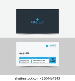 Business card, dual sided, visiting, corporate business card, print ready, unique, modern, latest visiting card, double sided smart business card design, black and white, logo, QR code, unique design.