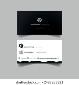 business card, elegant black and white