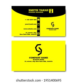 Business card - Elegant minimalist black and yellow Orange, with modern corporate card and professional style  Vector