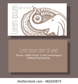 Business card with elephant ornament