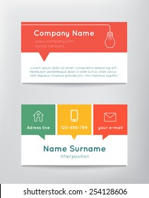 Business card, flat design