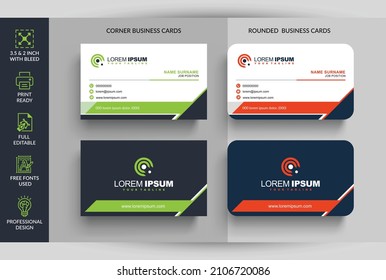 Vector de plantilla de diseño plano de tarjeta de visita, tarjeta de nombre horizontal moderna, Ilustración vectorial de estilo plano. Stationery Design y tarjeta de visita, tarjeta de negocios creativa y profesional.