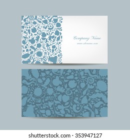 Business card, floral design. Vector illustration