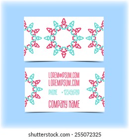 Business card with floral ornament, monogram trending style mono line.d with floral ornament, monogram trending style mono line.