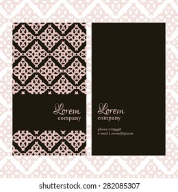 Business Card with geometric floral pattern. Use the finishing press, invitations, brochures, presentations, for the background of the site.