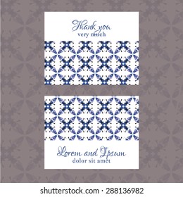 Business Card with geometric floral pattern. Use the finishing press, invitations, brochures, presentations, for the background of the site.