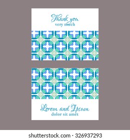 Business Card with geometric floral pattern. Use the finishing press, invitations, brochures, presentations, for the background of the site.
