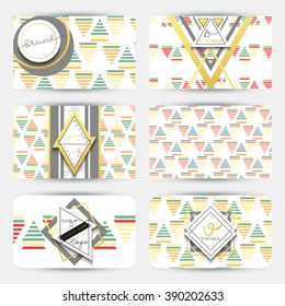 Business card with geometric patterns . Card modern style . Template card . Card vintage gold. The old card .