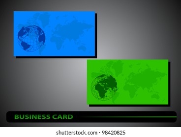 business card with a globe on a colored background