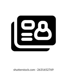 business card glyph icon. Strong and solid vector icon for websites, mobile interfaces, presentations, and visual branding. High quality and easy to edit.