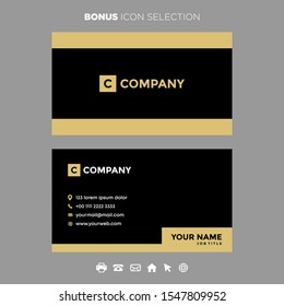 business card gold black color template vector . luxury  style design