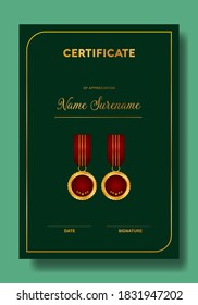 Business card and golden design. Certificate template design. Diploma of modern design or gift certificate.