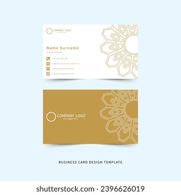business card golden double sided with ornament vector design template - standard US size ratio - editable eps file