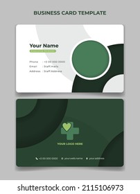 Tarjeta de visita con diseño de forma de círculo verde. Diseño de tarjetas de visita saludable. También es bueno para otro diseño de plantilla de tarjeta de identificación.