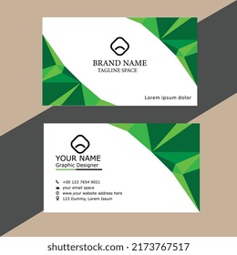 Business card with green and tia shapes template free vector.