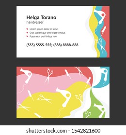 Business card for hairdresser. Vector template