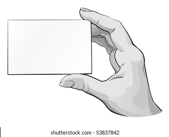 Business card in hand