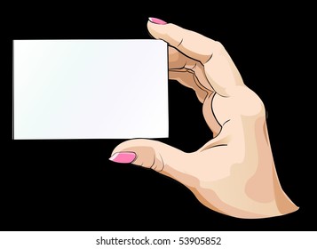Business card in hand